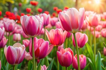 Fototapeta premium Pink tulips in the garden