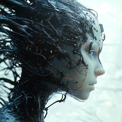 Futuristic AI network processing concept high resolution wallpaper