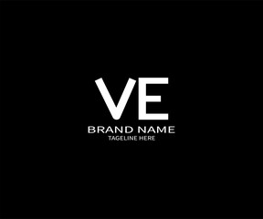 Minimal VE Letter Logo Design on Black Background for Modern Branding