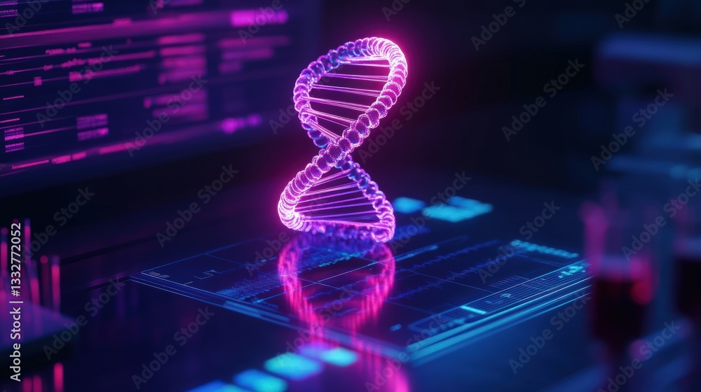 Poster dna helix in a futuristic lab setting