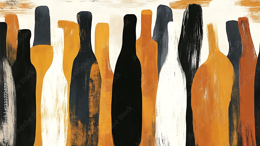 Poster stylized bottle abstract pattern design, blending modern color with elegance