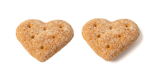 Oatmeal Bun in the Shape of a Heart Isolated, Gluten Free Flat Finnish Bread Roll