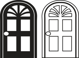 Door Icon in trendy flat and line style set. isolated on transparent background