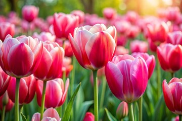 Fototapeta premium Pink tulips in the garden