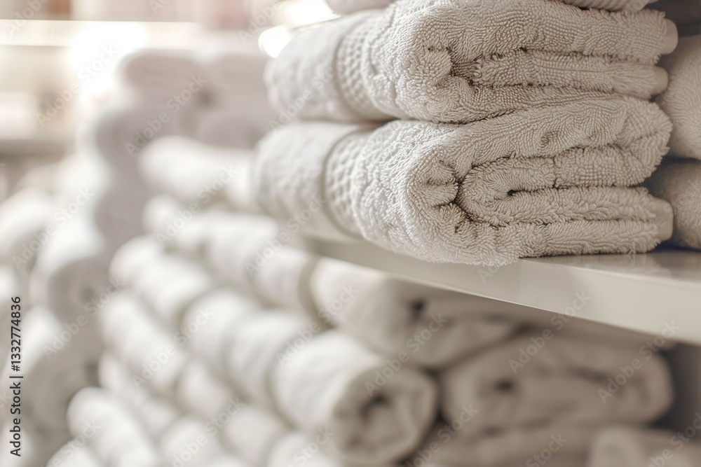 Leinwandbilder Cozy and clean folded towels neatly arranged in a bathroom setting for hotels and spa salons to create a relaxing atmosphere Generative AI