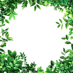 Fototapeta premium Vibrant Green Geometric Art Framed by Lush Leaves A Symphony of Nature and Design