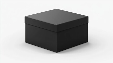 Fototapeta premium Isolated Square Black Box with Lid for Gifts or Products Mockup