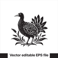 vector  Swamphen black and white, silhouette, logo and t-shirt