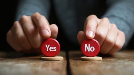 Decision making process yes or no choices table setting close-up shot