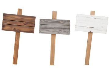 Three Wooden Blank Signs on Sticks for Custom Messages or Labels