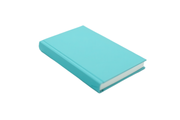 Bright Turquoise Book with Solid Cover on White Background