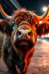 A close-up portrait of a Highland cow