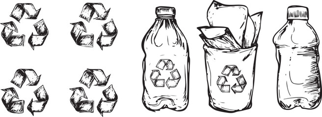 set of grunge rubber stamps of recycling concept