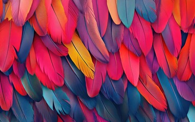 Fototapeta premium A scarlet macaw's bright red feathers, accented with blue and yellow, show the tropical bird's colorful beauty