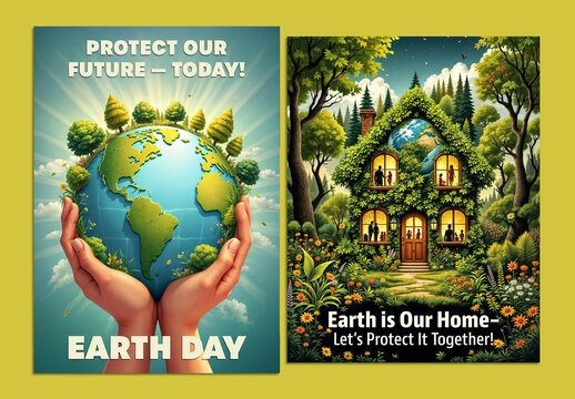 Eco-Friendly Earth Day Poster Layout Bundle