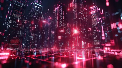 Neon Cyberpunk Cityscape: A Futuristic Digital Metropolis