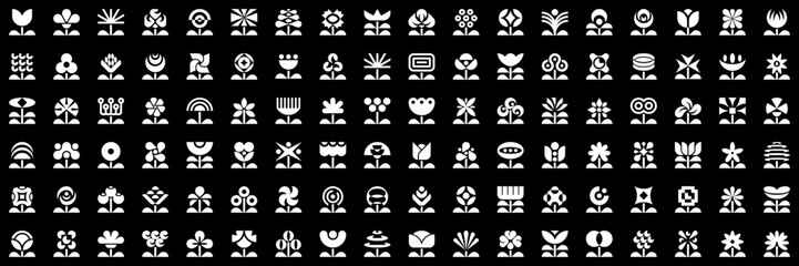 Flowers logos collection. Geometrical abstract logos. Floral ornament Icon