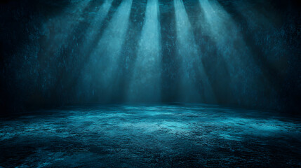 Eerie Underwater Scene Dark Teal Abyss with Light Rays