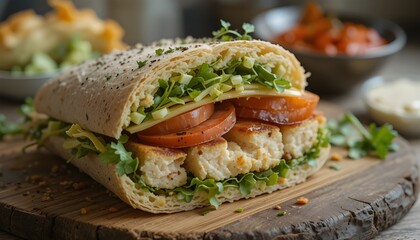 sandwich with ham and vegetables