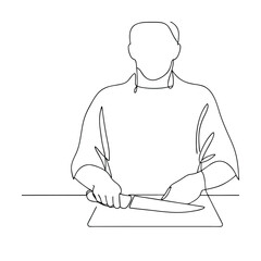 Chefs SingleLine Drawing Knife Skills, Culinary Art, Food Preparation