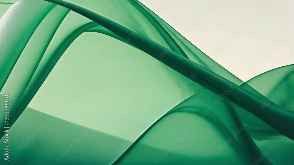 Poster Beautiful green abstract background featuring flowing waves in a tranquil setting, green abstract background with moving waves