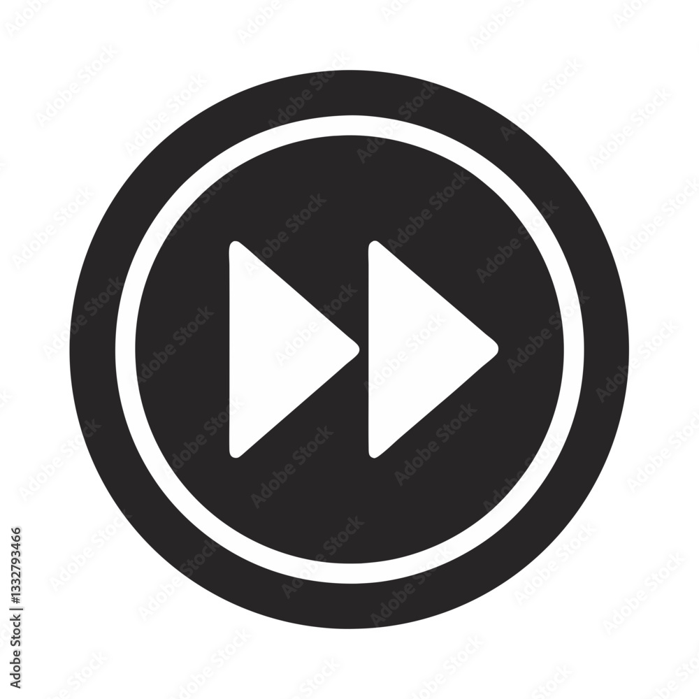 Poster black fast forward icon flat stroke for apps and websites – ideal for media control, playback featur