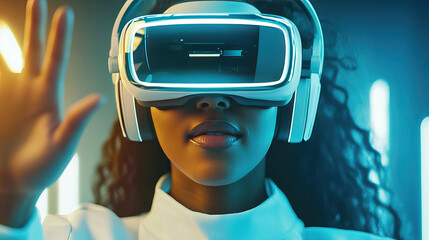 Immersive virtual reality experience with futuristic technology for gaming and innovation