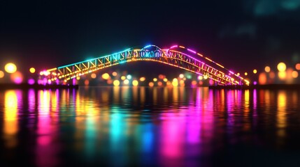 Obraz premium Night Lights Bridge Reflection