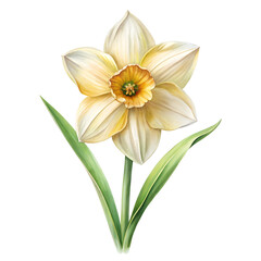 Fototapeta premium A watercolor daffodil flower isolated on transparent background