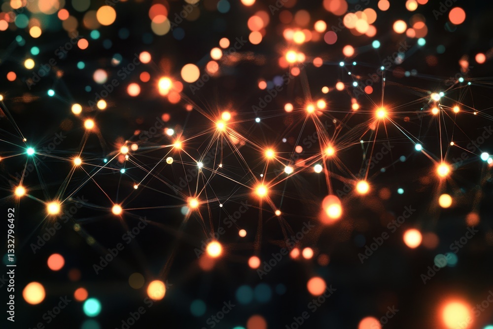 Poster vibrant network of lights creating a dynamic visual effect at night