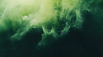 Abstract Green Swirling Ink in Water, Ethereal and Mystical Background Texture