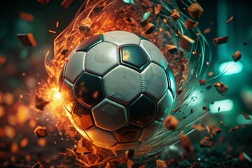 Fototapeta premium Soccer Ball in Action generative ai