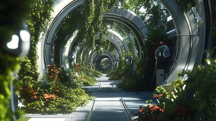 AI-driven botanical world with robotic plants and mechanical vines high resolution wallpaper