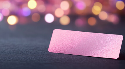 Elegant pink banner with frosted texture illuminated by colorful bokeh lights for festive decoration and promotional events