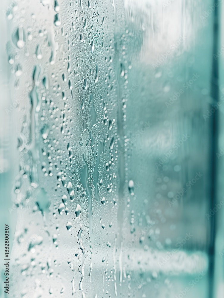 Poster clean glass surface with water droplets reflecting light, showcasing transparency and shine for wind