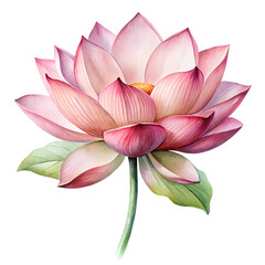 A watercolor lotus isolated on transparent background