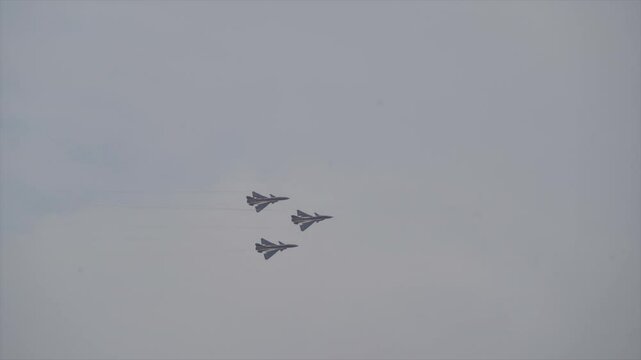 Chinese aerobatic aircraft show using a J10 aircraft at Don Mueang Airport