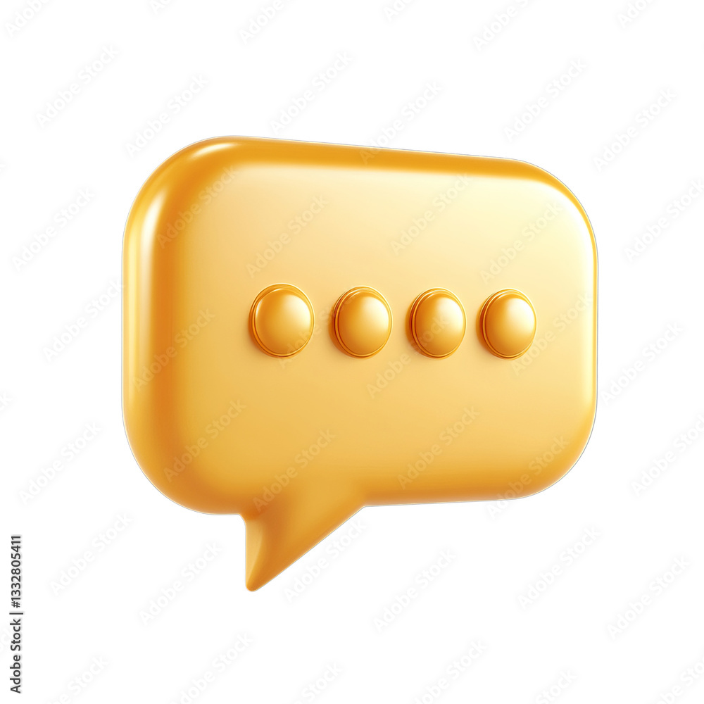 Aufkleber golden 3d speech bubble chat icon digital communication message social media online conversation tex