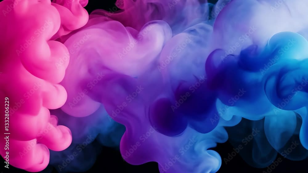 Poster vibrant smoke swirling on a black background creating a mesmerizing visual effect, smoke on black ba