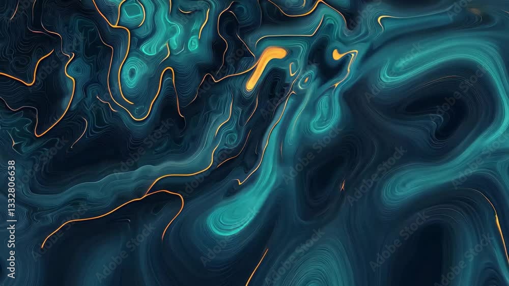 Aufkleber abstract cube topography featuring dark tones and vibrant orange lines in a seamless pattern, dark a