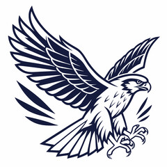 Fototapeta premium soaring eagle graphic: The image of a powerful eagle in flight, a symbol of freedom and strength, rendered in striking black and white, perfect for adding a touch of bold energy to any project.