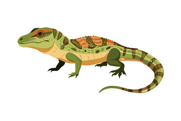 A vibrant, detailed illustration of a lizard with scaly skin, captured in a striking
