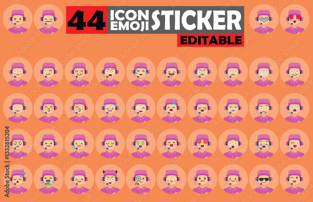 Poster versatile collection of call center agent avatar icons with diverse expressions