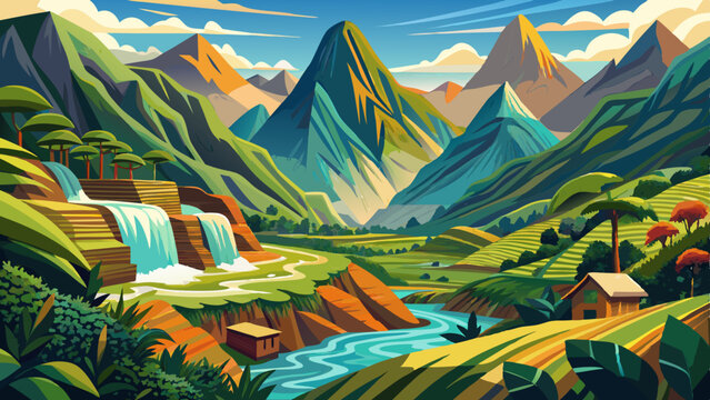 Mountain landscape in the Yungas by Coroico - Bolivia