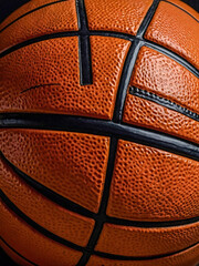 Obraz premium Classic orange basketball with black lines, depicting traditional design