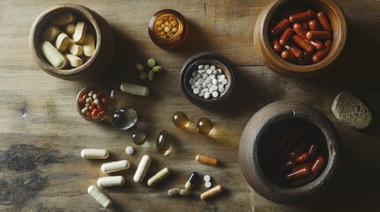 Fototapeta premium Assorted tablets, capsules, and pills