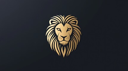 Fototapeta premium Golden lion head, mascot, logo emblem, symbol