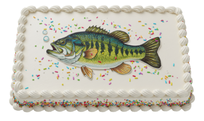 Angler Fish Decorated, Sheet Cake Baked Bakery Dessert with Icing,  Isolated Transparent PNG