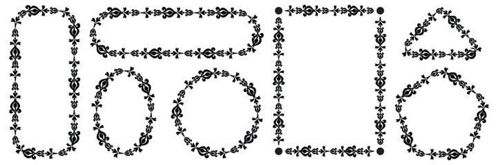 Set of Ornamental label frame collection. Decorative flourish border corner and frame. Vintage frame and retro badge. Vector Illustration.