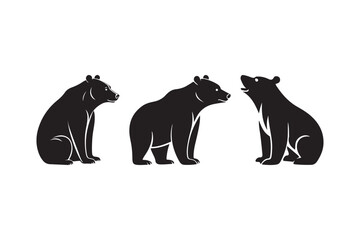 Bear Silhouette Vector Set Wildlife Animal Illustration